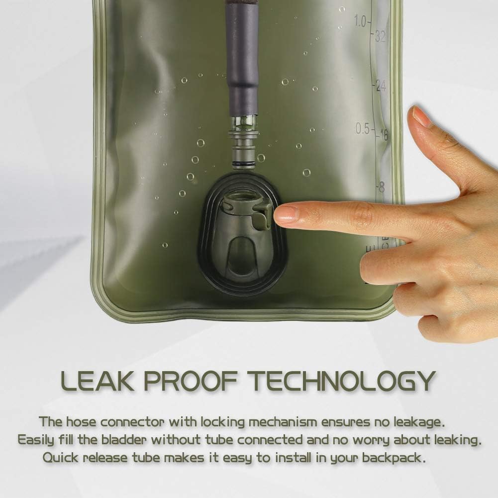 2L Hydration Bladder, BPA Free Water Bladder for Hiking Backpack 2 Liter Military Green Water Storage Bag with Insulated Tube, Hydration Back Pack Replacement for Outdoor Camping Running Cycling - Image 3