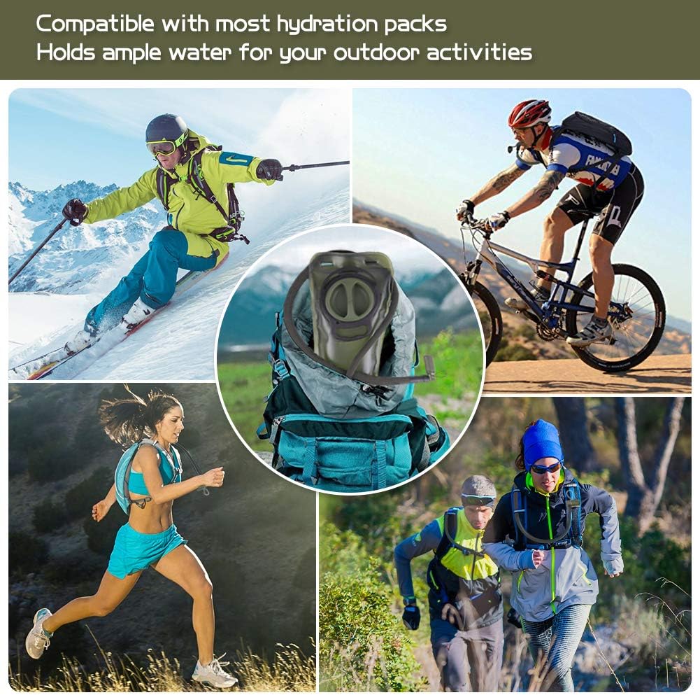 2L Hydration Bladder, BPA Free Water Bladder for Hiking Backpack 2 Liter Military Green Water Storage Bag with Insulated Tube, Hydration Back Pack Replacement for Outdoor Camping Running Cycling - Image 7