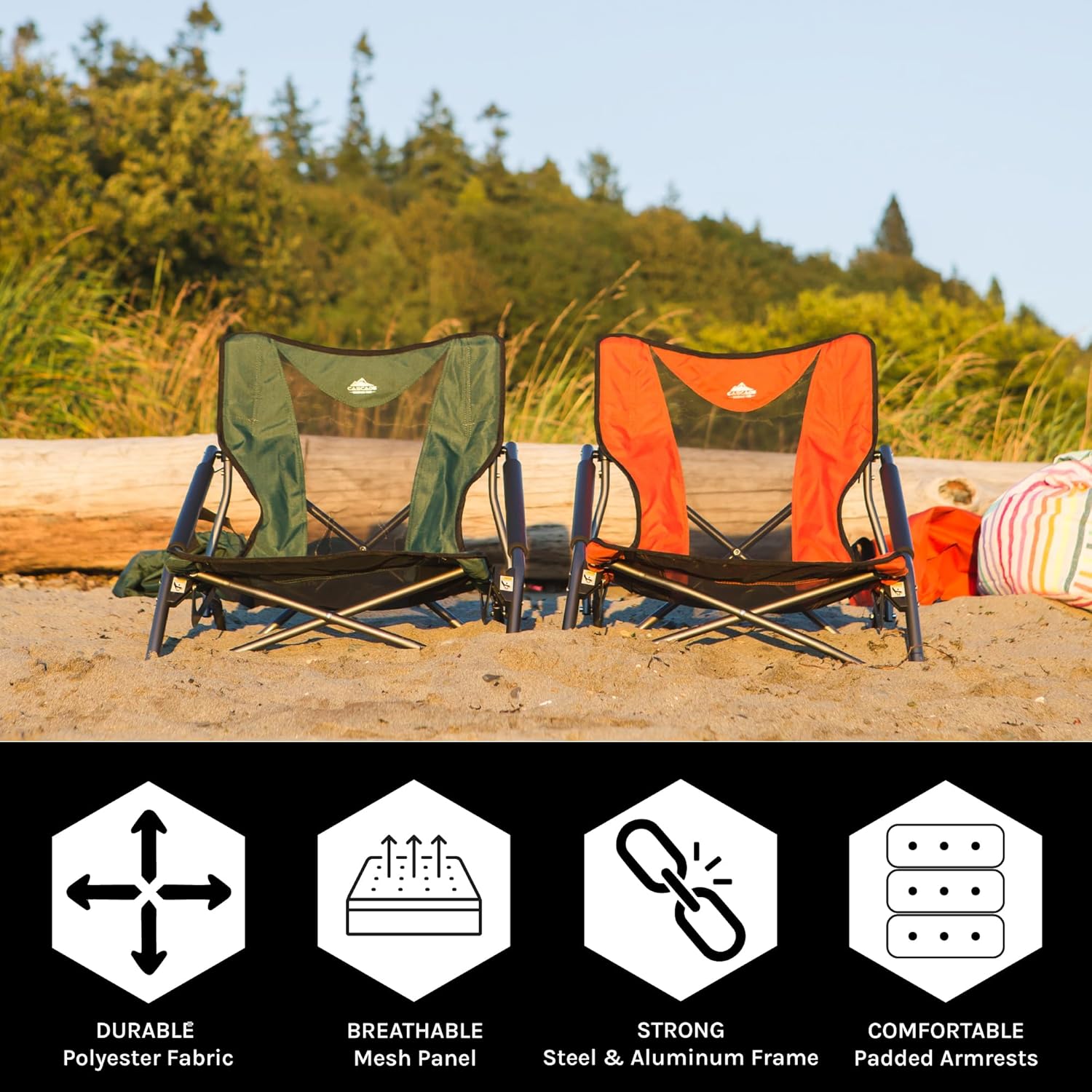 Cascade Mountain Tech Folding Camp Chair for Camping, Beach, Picnic, Barbqeues, Sporting Events with Carry Bag - Image 3