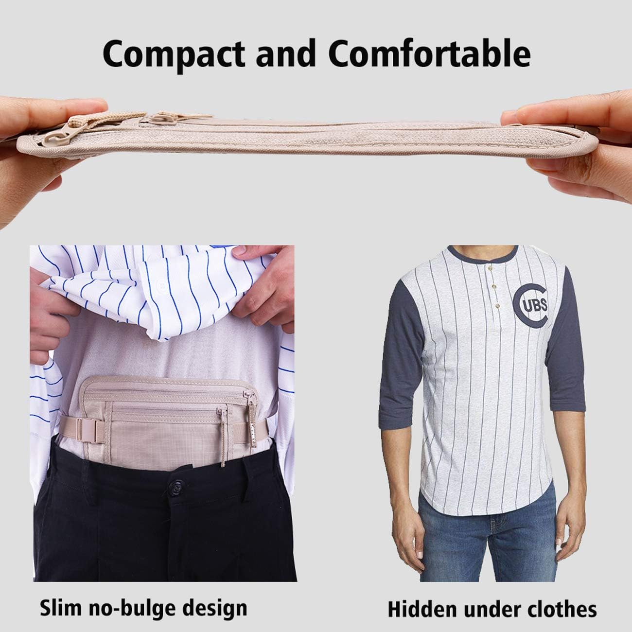 Money Belt for Travel Women and Men Slim Hidden Travel Wallet with RFID Blocking - Image 3