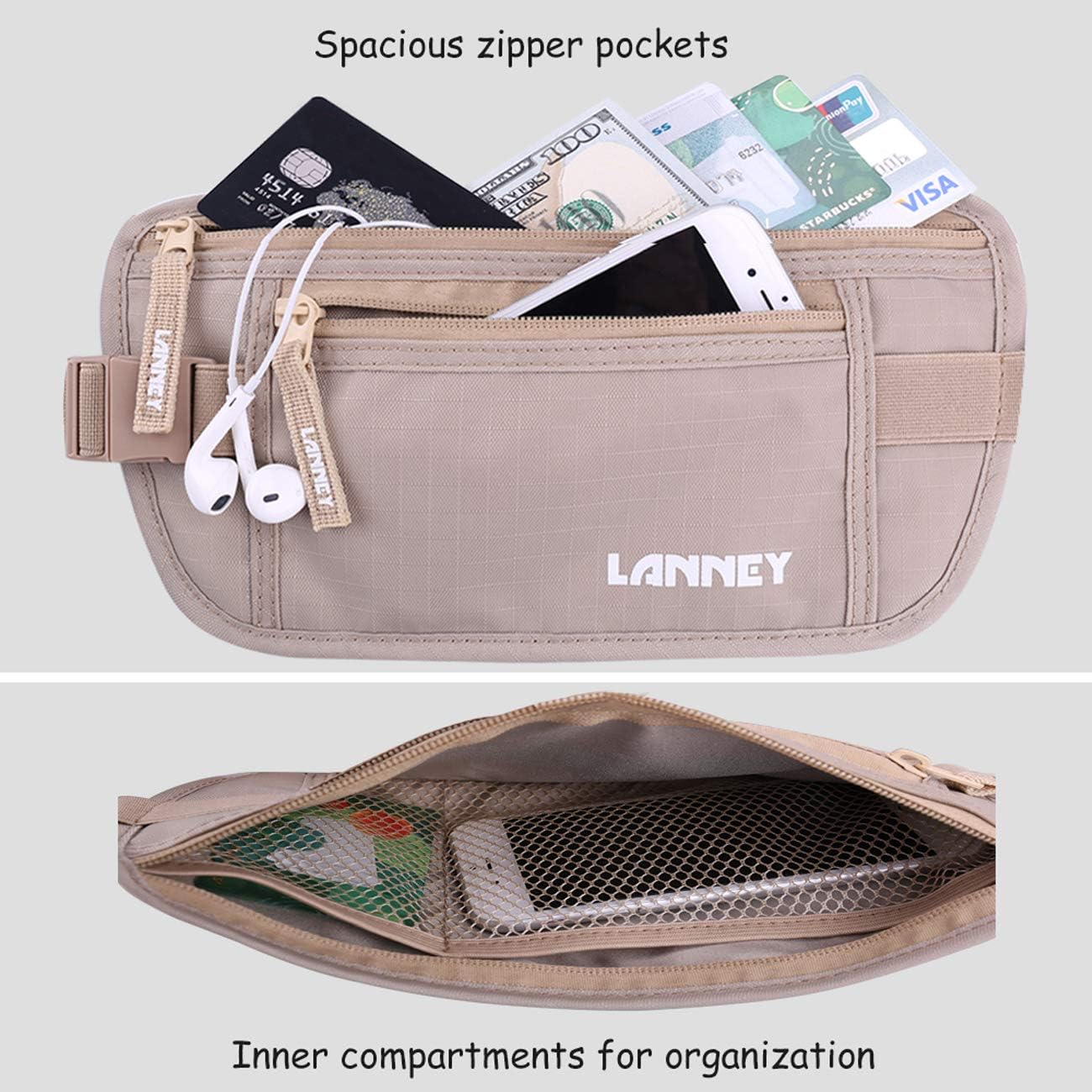 Money Belt for Travel Women and Men Slim Hidden Travel Wallet with RFID Blocking - Image 4