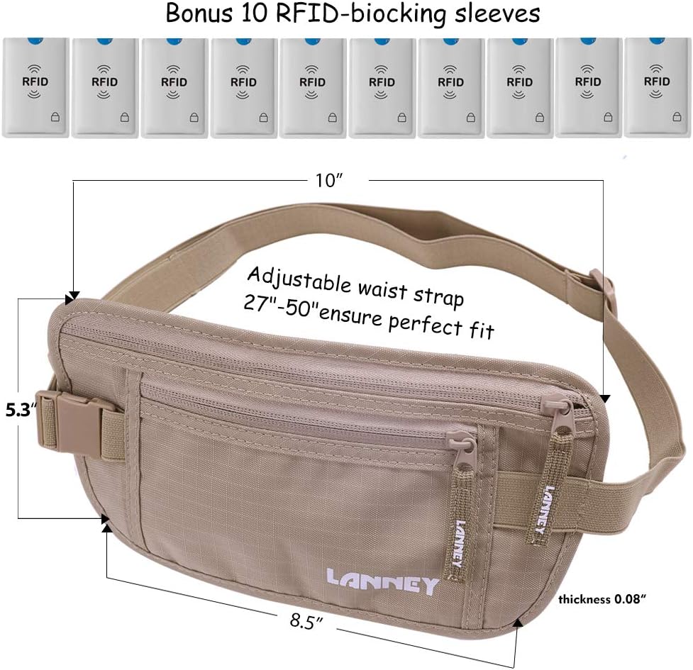 Money Belt for Travel Women and Men Slim Hidden Travel Wallet with RFID Blocking - Image 6